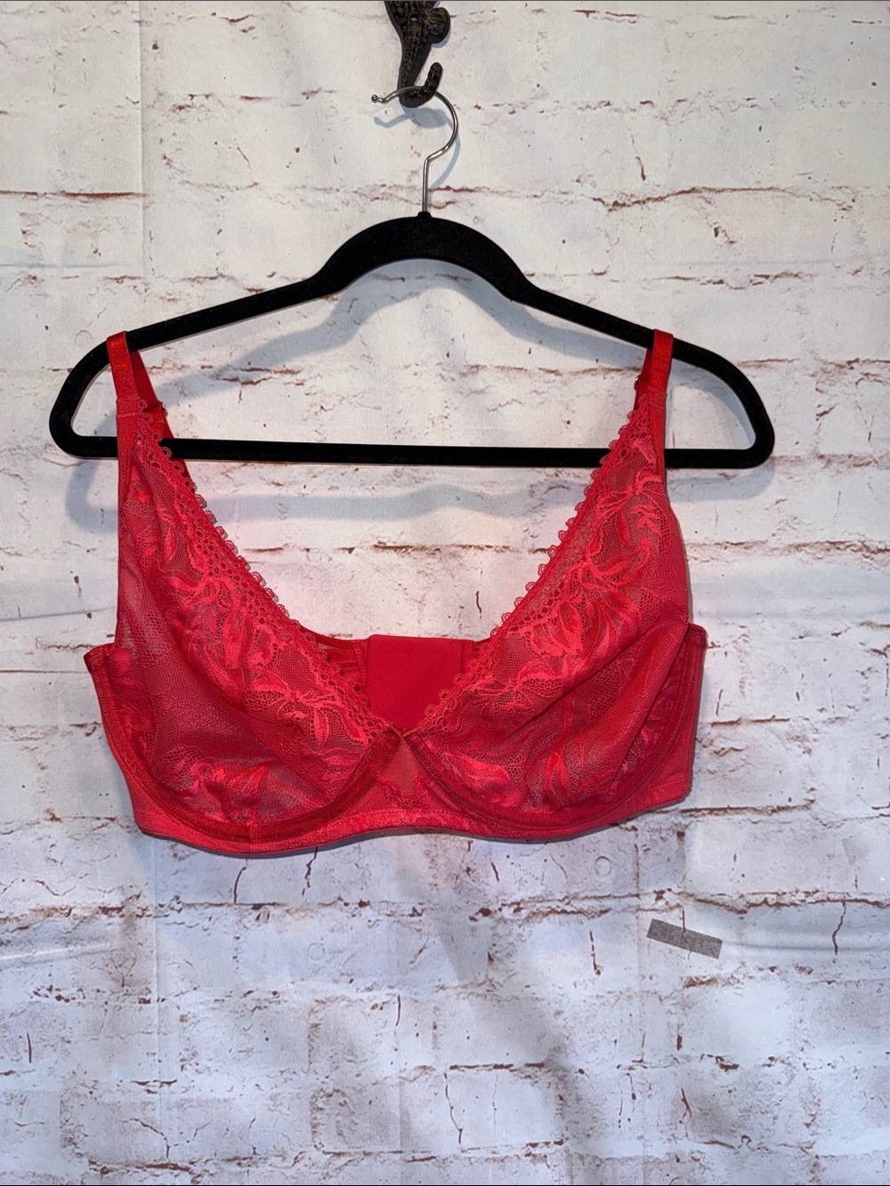 Soma Sensual Lace Underwire Bra Demi 38DDD Scarlet Red Supportive Intimates